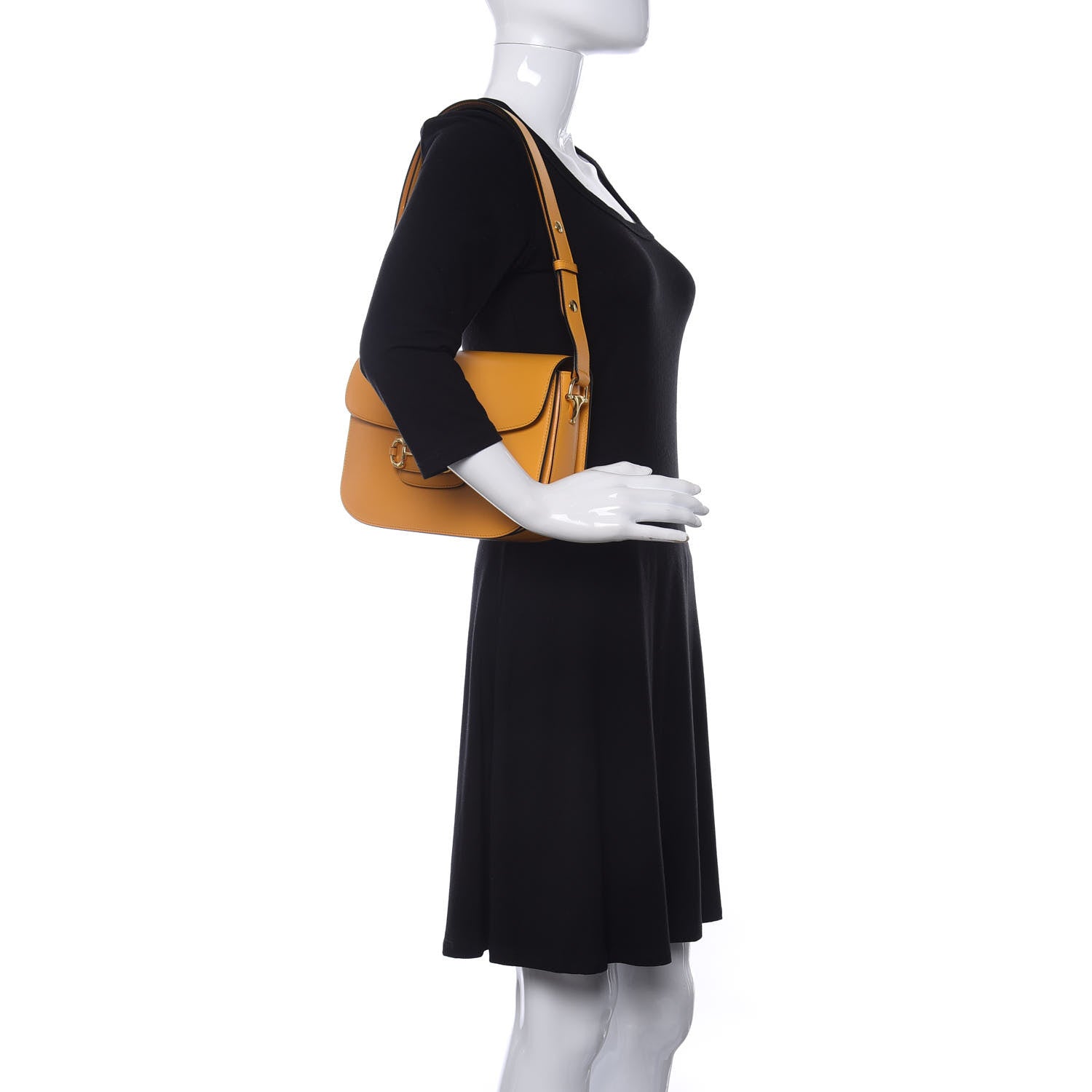 Gucci Textured Calfskin Horsebit 1955 Shoulder Bag Yellow 2 of 10