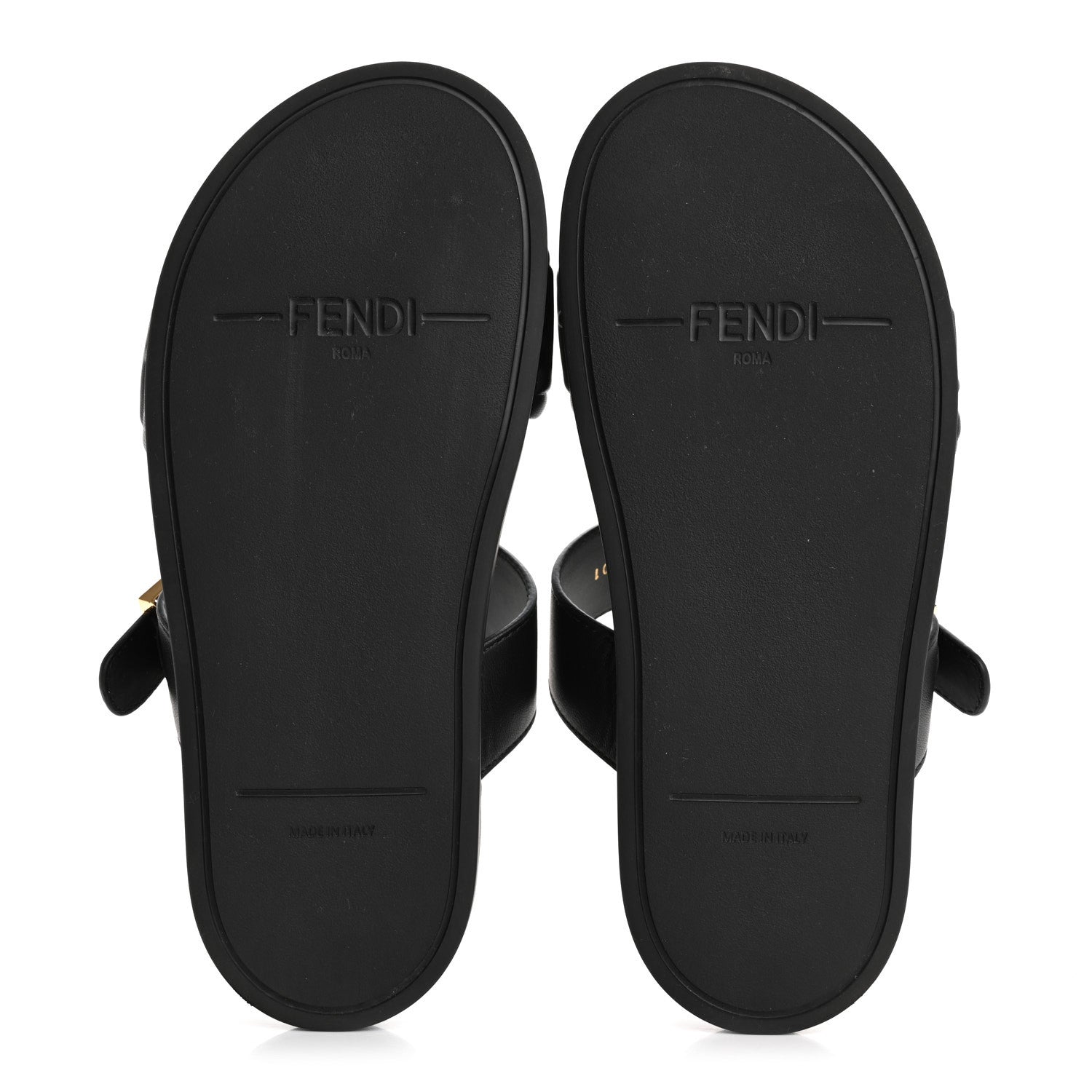Fendi Nappa Embossed FF Fendi Feel Sandals 37 Black 6 of 9