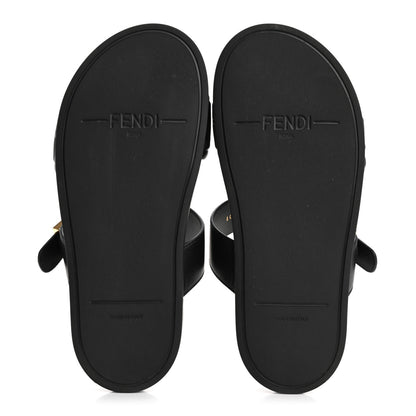 Fendi Nappa Embossed FF Fendi Feel Sandals 37 Black 6 of 9