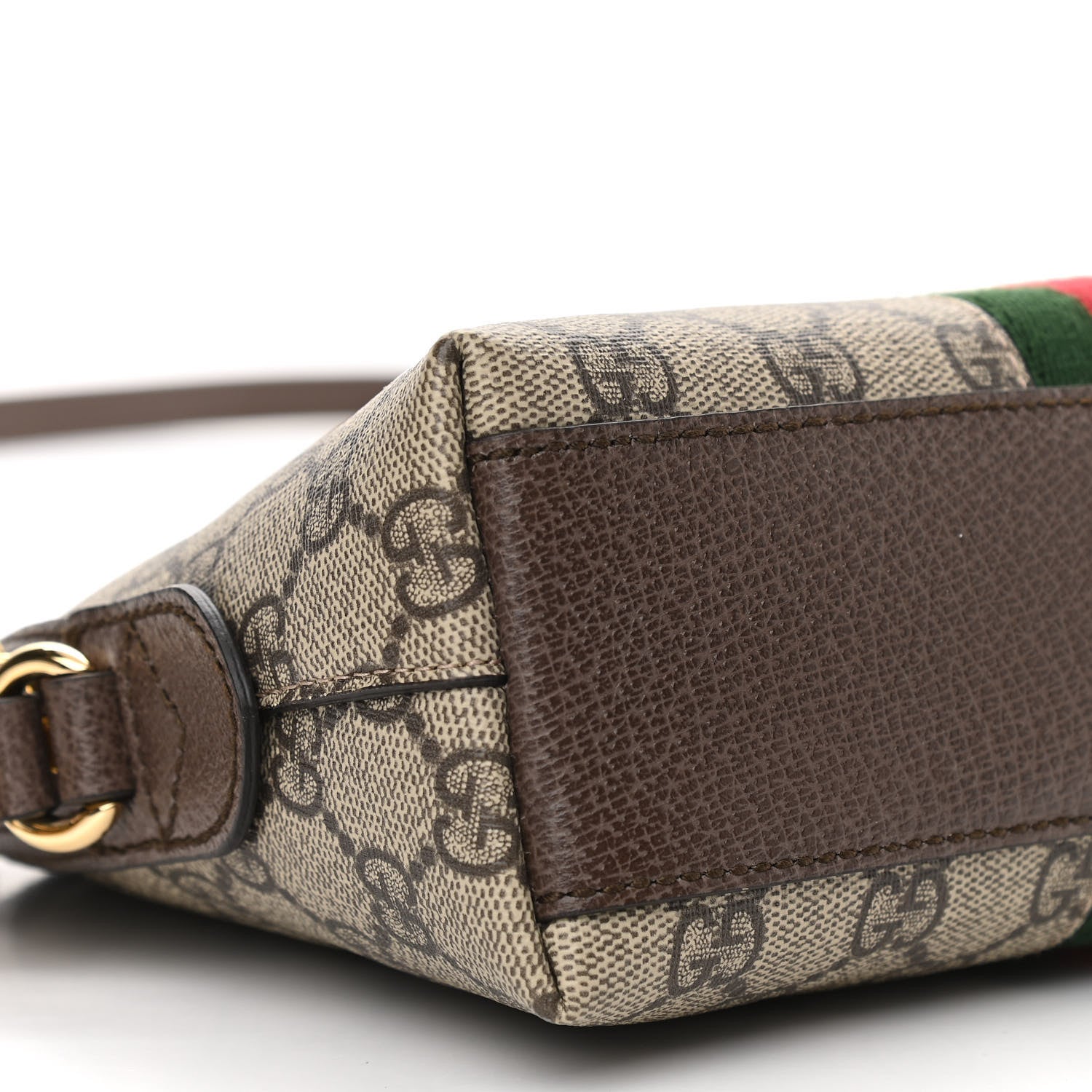 Gucci GG Supreme Monogram Textured Dollar Calfskin Web Small Ophidia Dome Shoulder Bag Beige Ebony New Acero 9 of 10