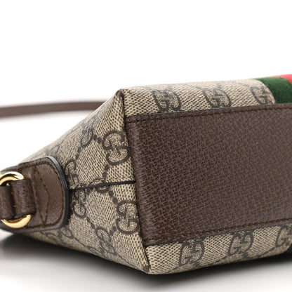 Gucci GG Supreme Monogram Textured Dollar Calfskin Web Small Ophidia Dome Shoulder Bag Beige Ebony New Acero 9 of 10