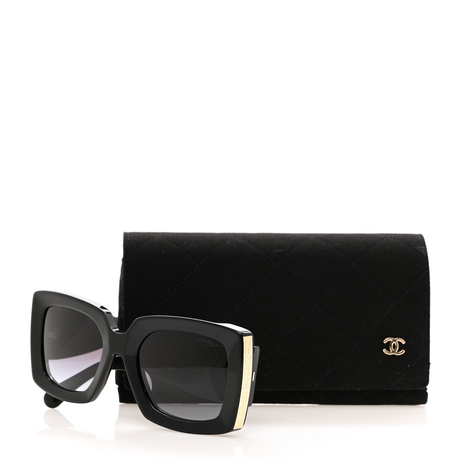 Chanel Acetate Rectangle Sunglasses 5435-A Black 8 of 8