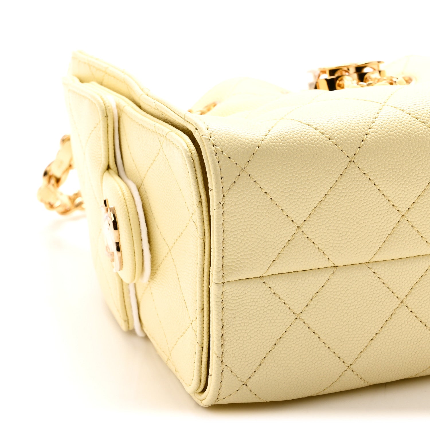 Chanel Caviar Quilted Mini Chanel 25 Handbag Light Yellow 9 of 11
