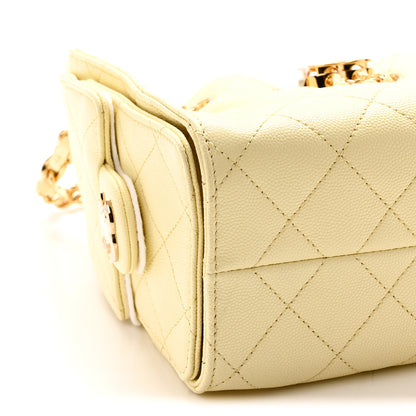 Chanel Caviar Quilted Mini Chanel 25 Handbag Light Yellow 9 of 11