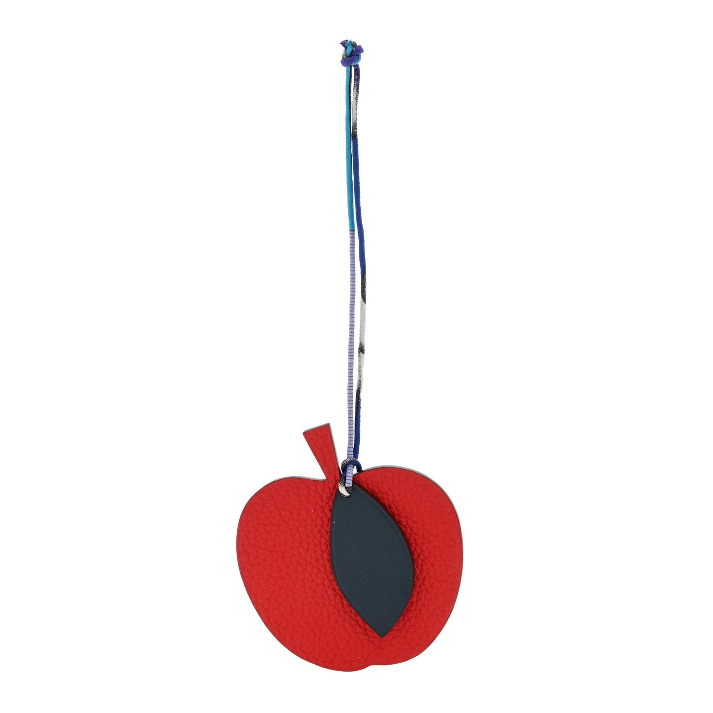 Taurillon Clemence Chevre Mysore Silk Petit H Apple Leaf Bag Charm Rouge Bleu Multicolor