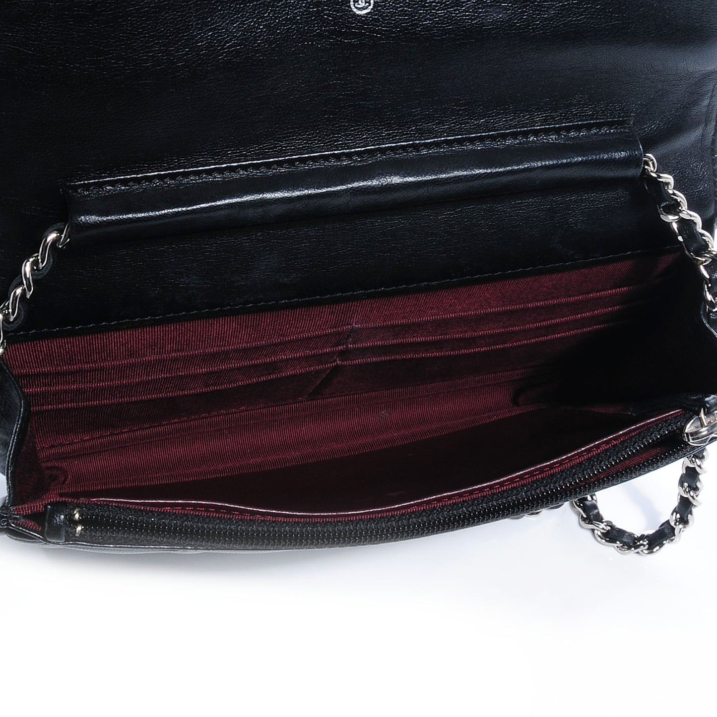 Lambskin Quilted Wallet On Chain Black