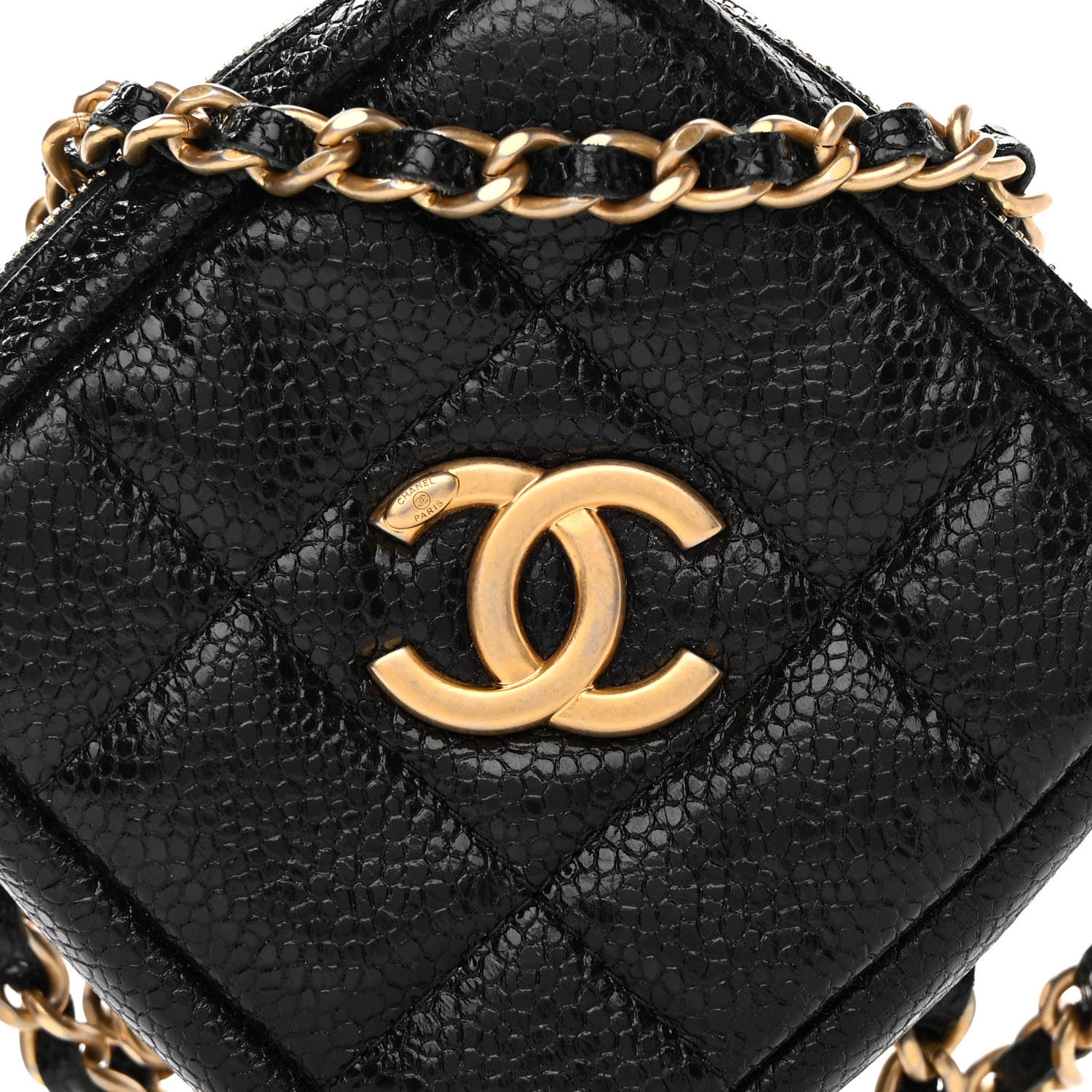 Chanel Caviar Quilted Diamond Coin Purse With Chain Black 8 of 10