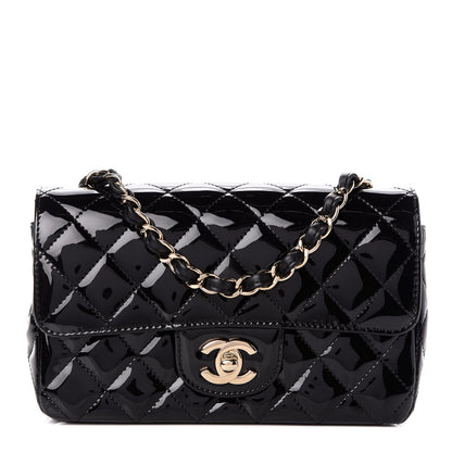 Chanel Patent Calfskin Quilted Mini Rectangular Flap Black 1 of 9