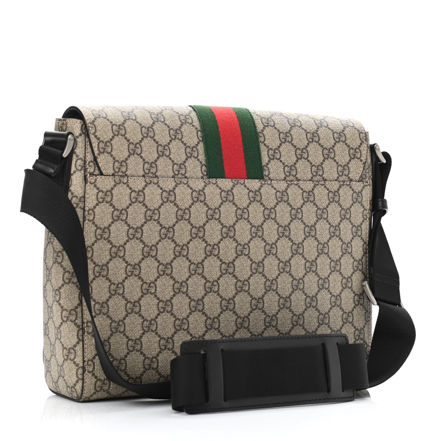 Gucci GG Supreme Monogram Web Flap Messenger Bag Black 4 of 11