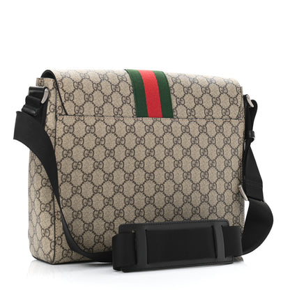 Gucci GG Supreme Monogram Web Flap Messenger Bag Black 4 of 11