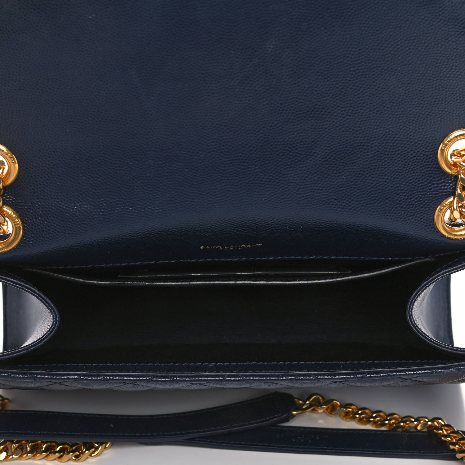 Saint Laurent Grain De Poudre Textured Mixed Matelasse Triquilt Medium Monogram Satchel Deep Marine 4 of 13