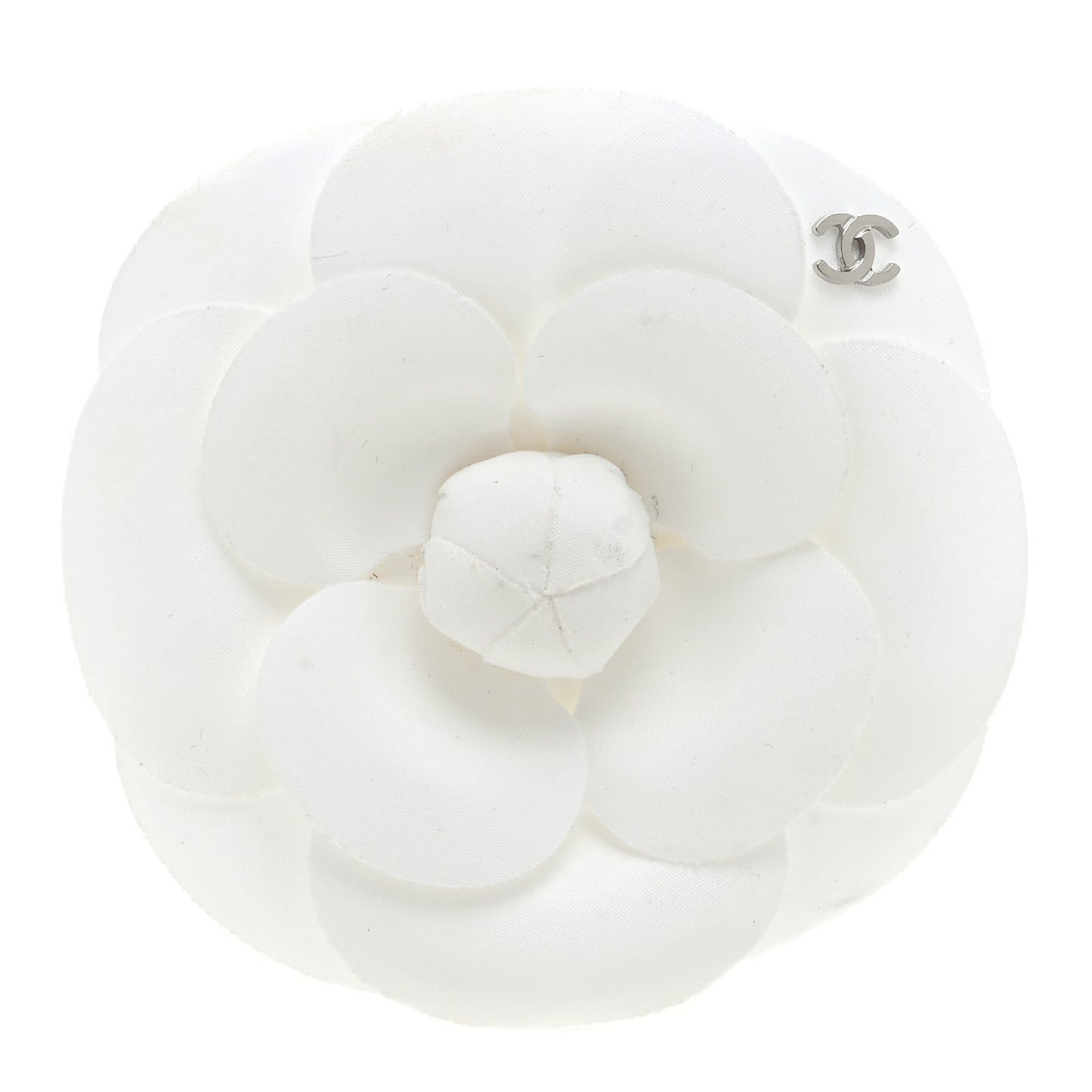 Canvas Camellia Pin Brooch Ivory