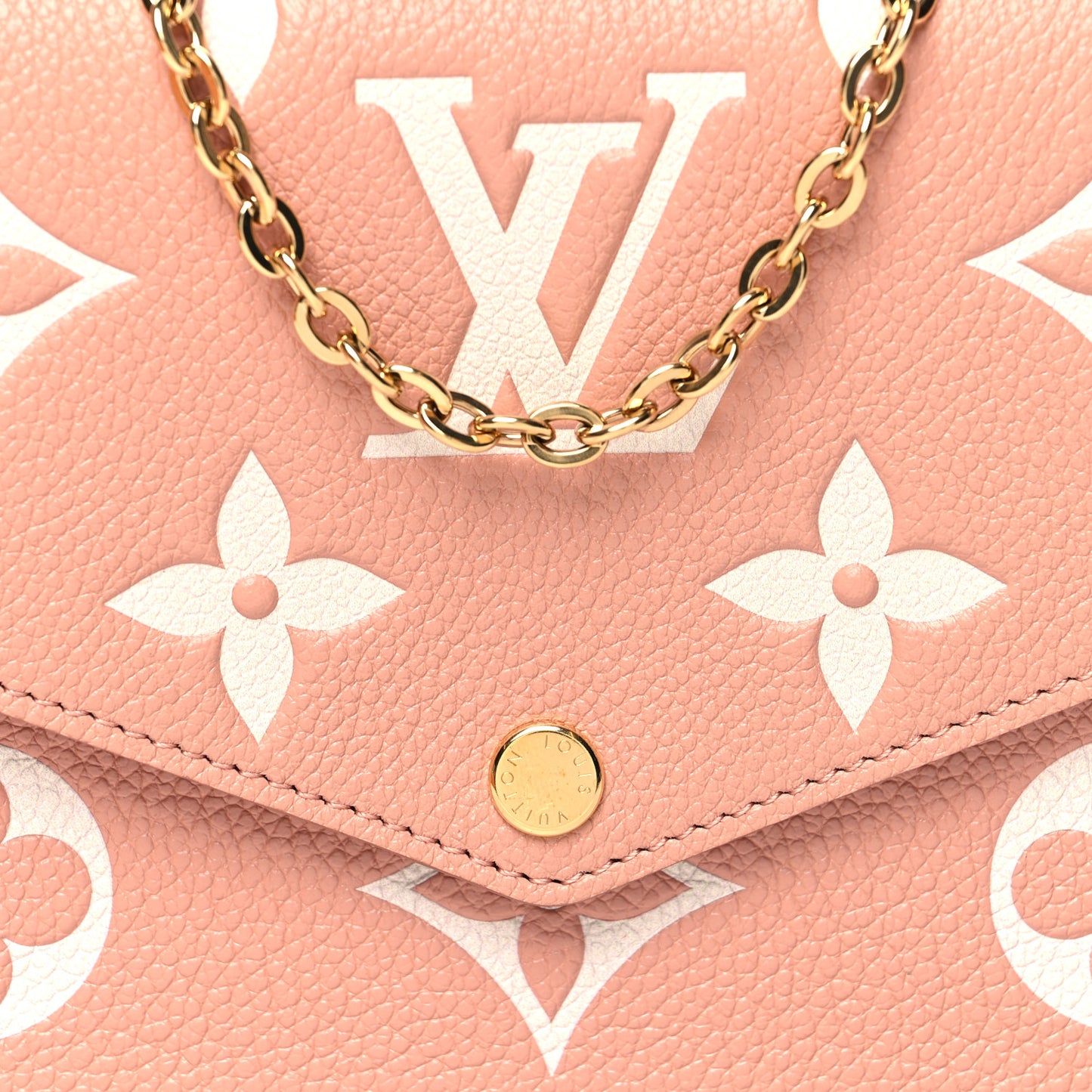 Empreinte Monogram Giant Felicie Pochette Chain Wallet Rose Trianon Creme