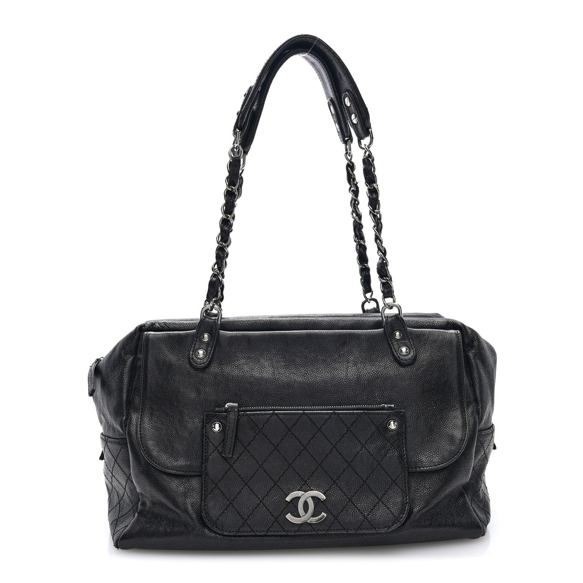 Chanel Glazed Caviar Pocket In The City Tote Brown 1 of 10