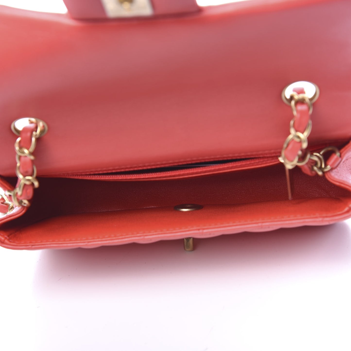 Lambskin Quilted Mini Rectangular Flap Red