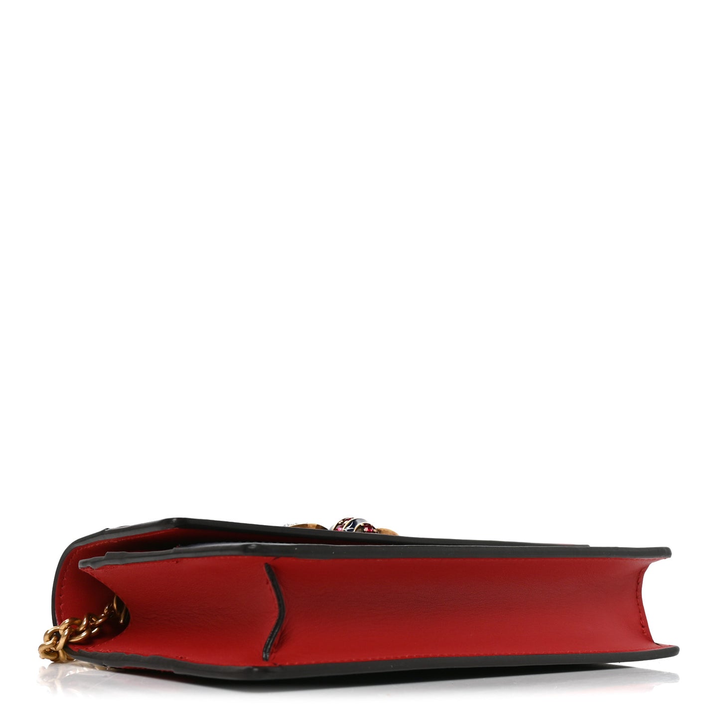 Calfskin Queen Margaret Chain Wallet Blue Agata Hibiscus Red Mystic White