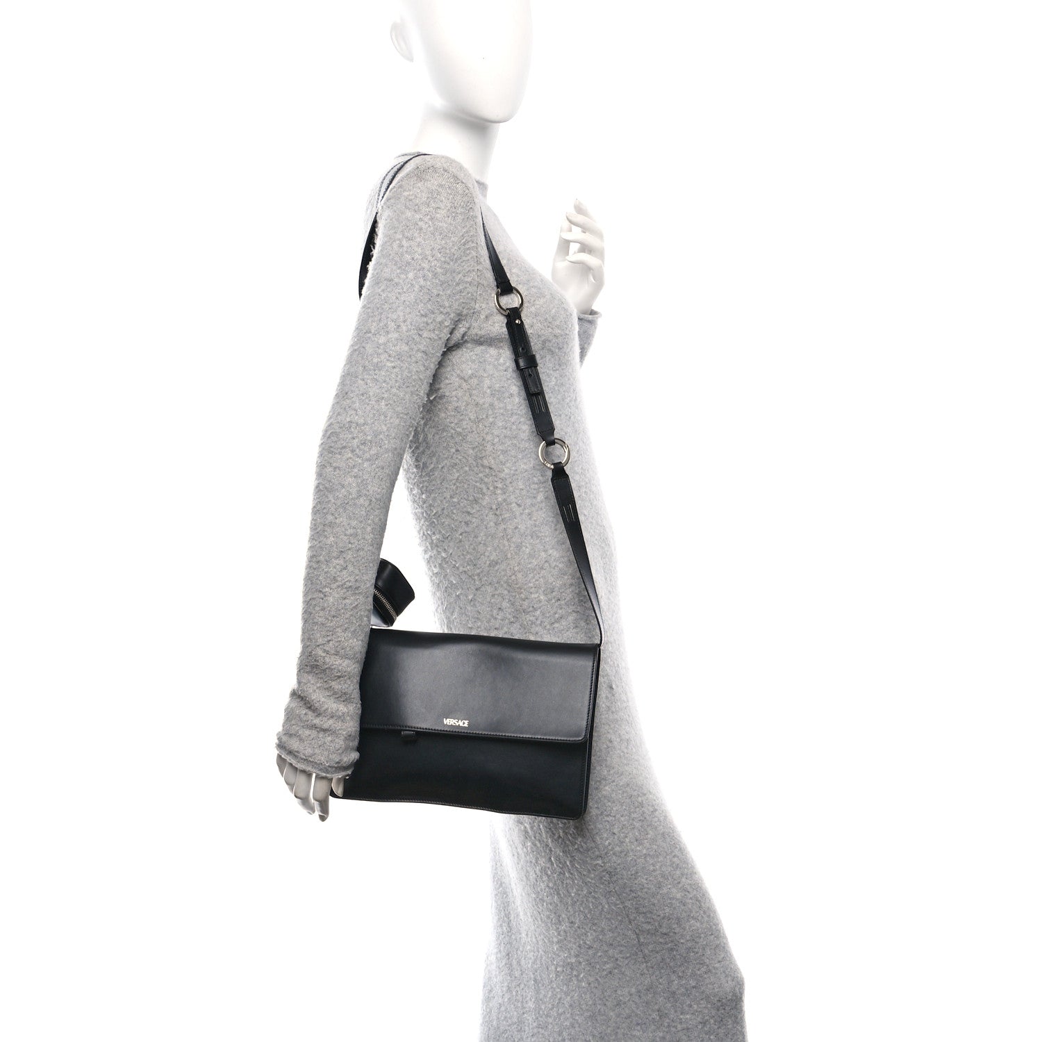 Versace Calfskin Cargo Modular Messenger Bag Black 2 of 22