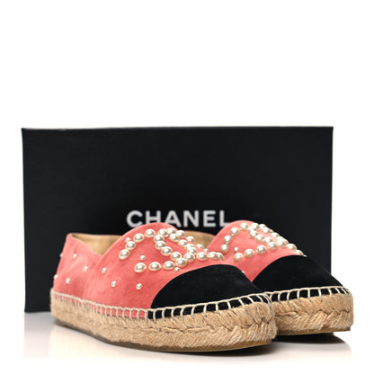 Chanel Suede Pearl CC Espadrilles 36 Pink Black 10 of 10
