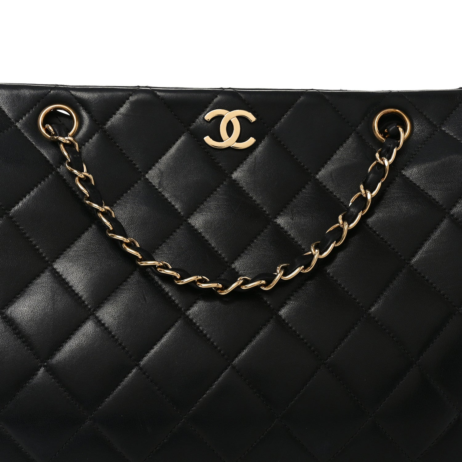 Chanel Lambskin Quilted Small Shopping Tote Black 8 of 10