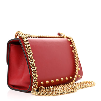 Gucci Calfskin Studded Small Padlock Shoulder Bag Hibiscus Red 3 of 10