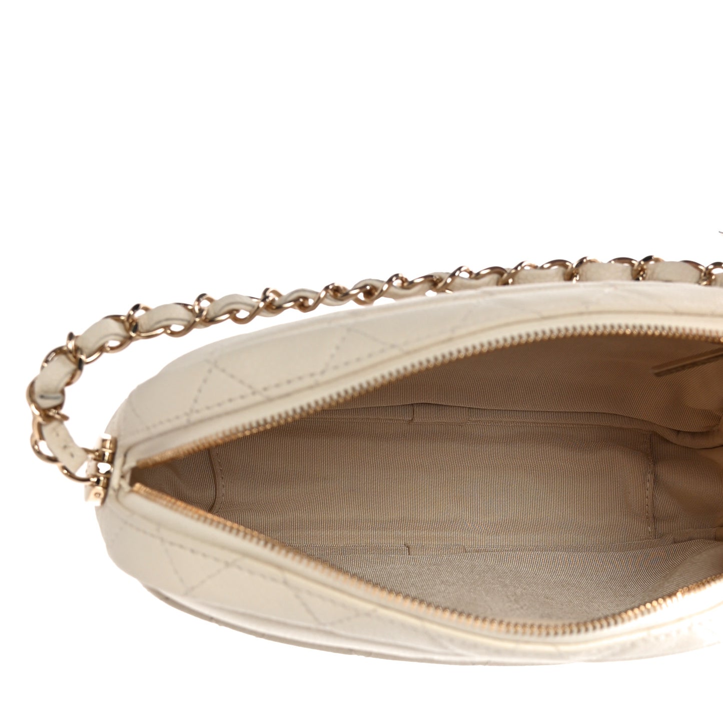 Caviar Flat Quilted Small Coco Tassel Camera Case White