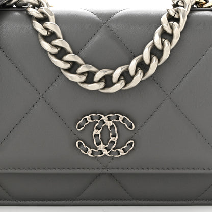 Chanel Lambskin Quilted Chanel 19 Wallet On Chain WOC Dark Grey 9 of 11