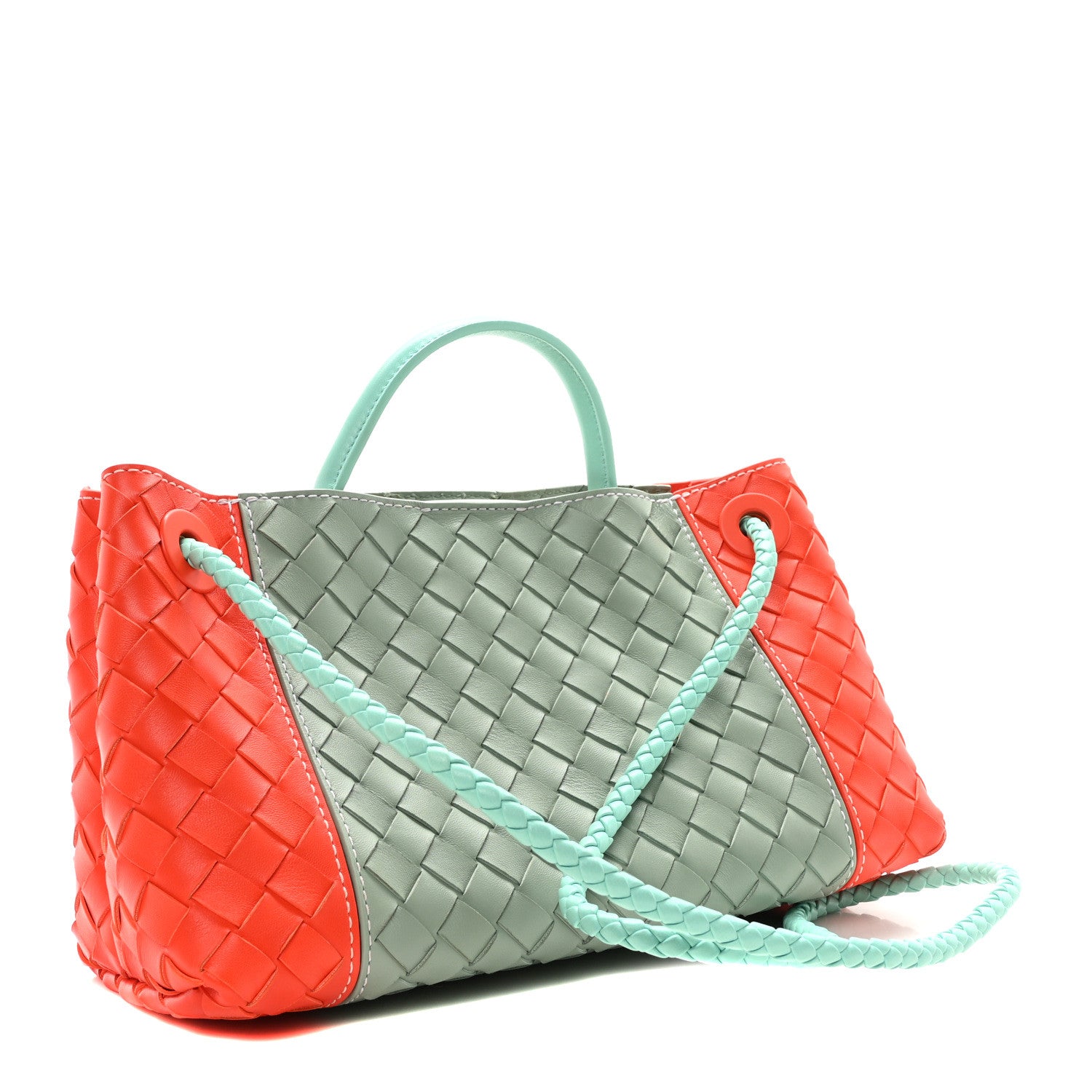 Bottega Veneta Nappa Intrecciato Small East West Andiamo Shoulder Bag New Sauge Orange Celadon 3 of 9