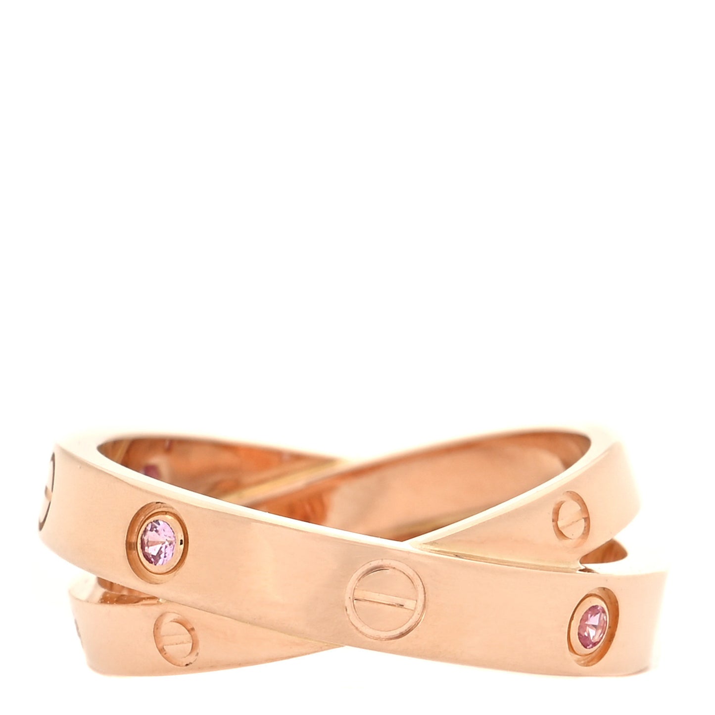 18K Pink Gold Diamond Pink Sapphire LOVE Ring 51/5.75