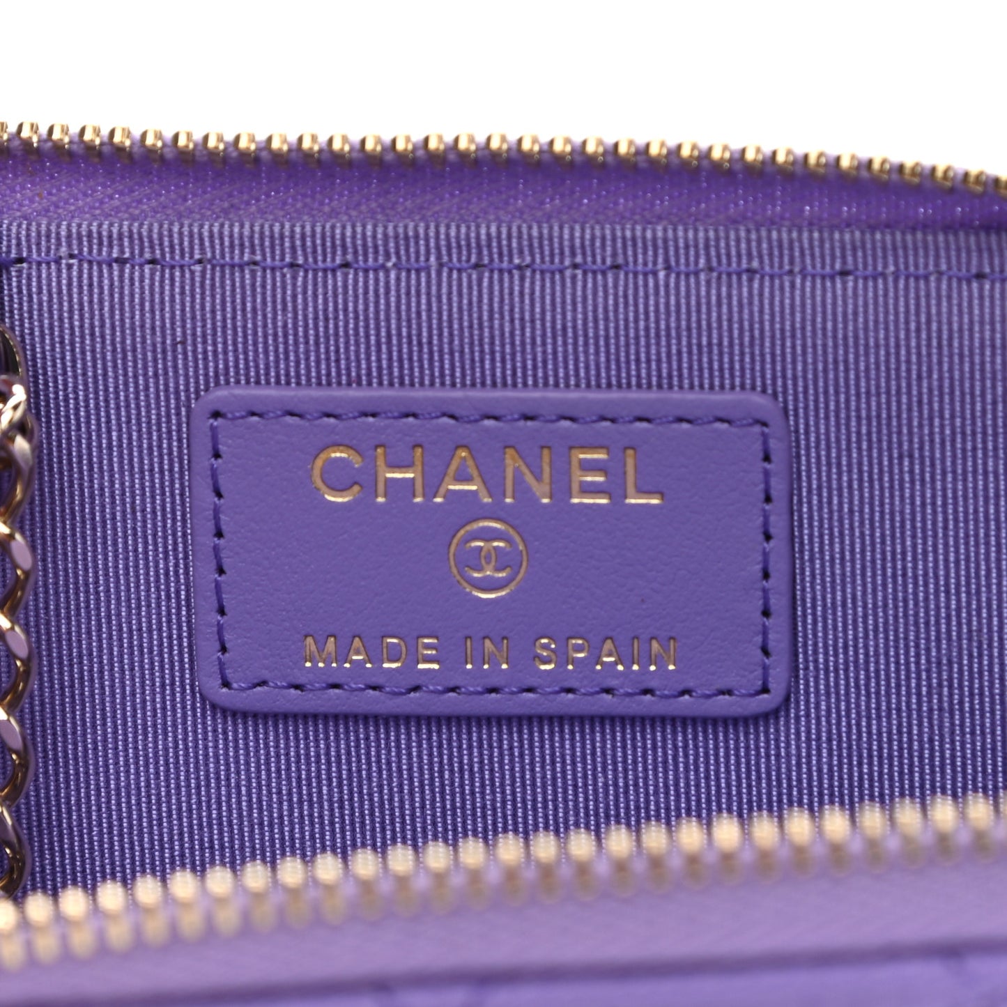 Caviar Quilted Zipped Key Holder Case Purple