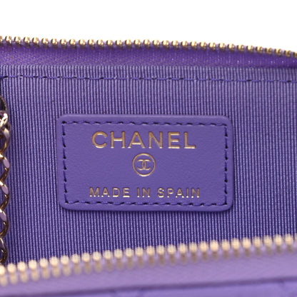Chanel Caviar Quilted Zipped Key Holder Case Purple 6 of 7