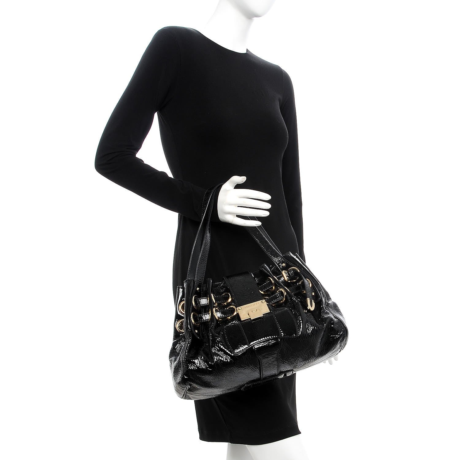 Jimmy Choo Crushed Patent Riki Bag Black 2 of 6