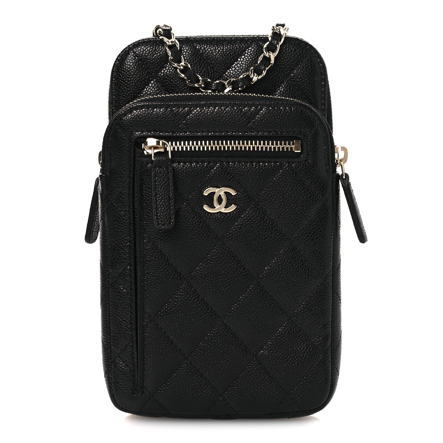 Chanel Caviar Quilted Phone Holder With Chain Black 1 of 9