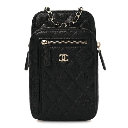 Chanel Caviar Quilted Phone Holder With Chain Black 1 of 9