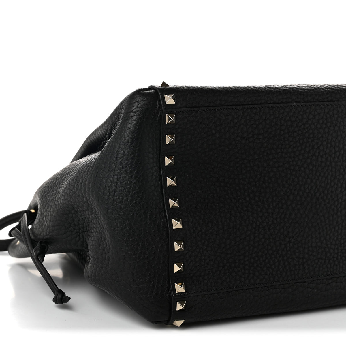 Valentino Garavani Grained Calfskin Rockstud Double Handle Cinch Tote  Black 8 of 9