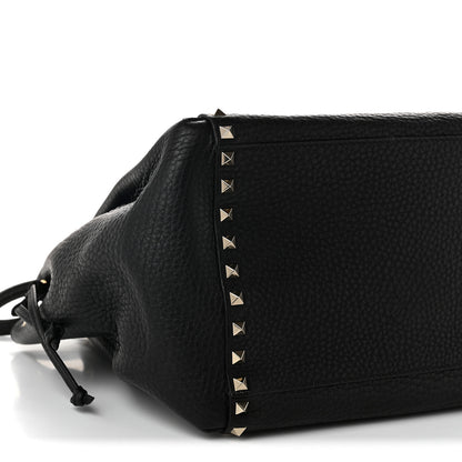 Valentino Garavani Grained Calfskin Rockstud Double Handle Cinch Tote  Black 8 of 9