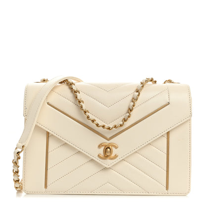 Chanel Lambskin Reversed Chevron Quilted Flap White 1 of 17