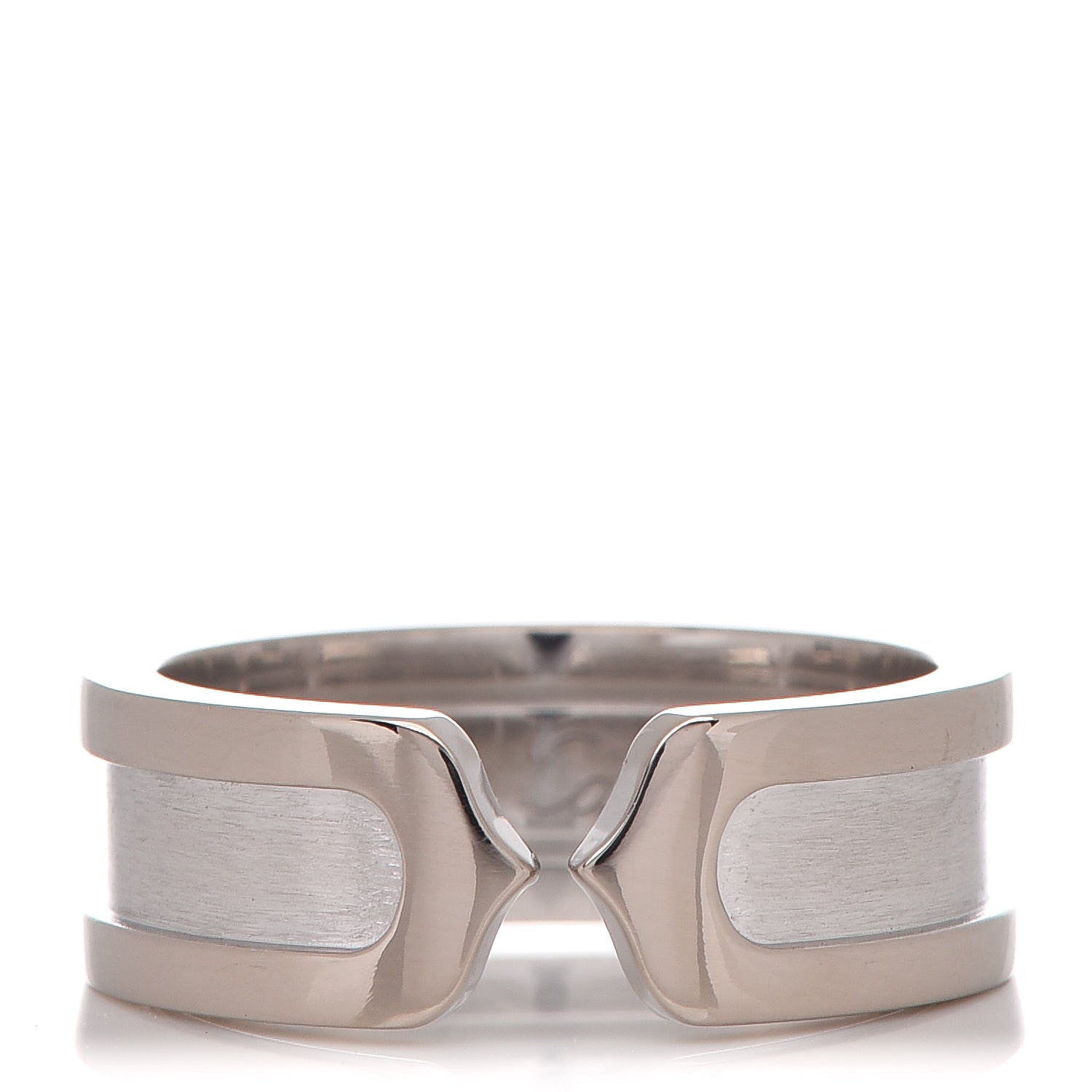Cartier 18K White Gold 7mm C De Ring 50 5.25 1 of 6