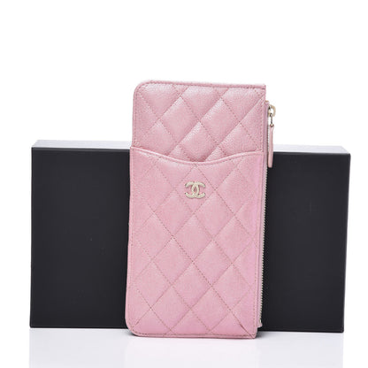 Chanel Iridescent Caviar Quilted Classic Flat Wallet Pouch Pink 9 of 9