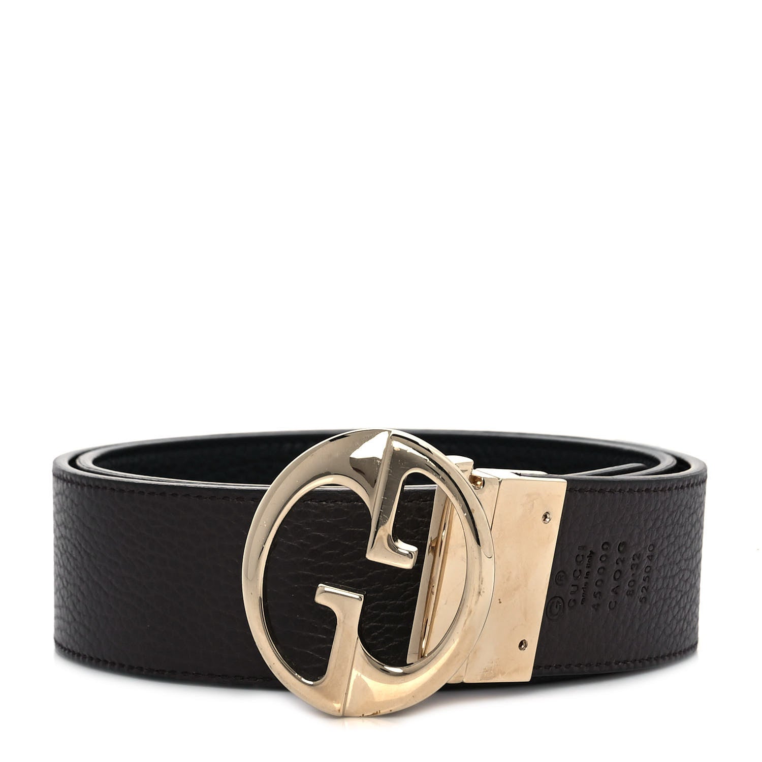 Gucci Dollar Calfskin 1973 Reversible Belt 80 32 Black Testa di Moro 1 of 4