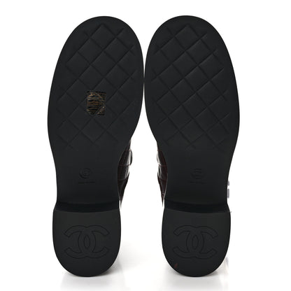Chanel Lambskin Quilted Cap Toe CC Turnlock Booties 41 Burgundy Black 5 of 8