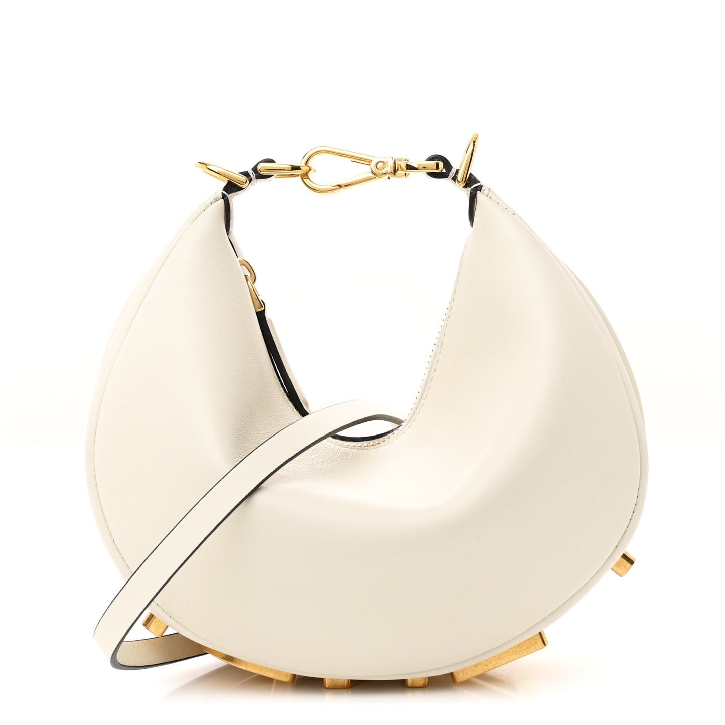 Vitello Grace Matte Mini Fendigraphy Hobo Bag White Ice