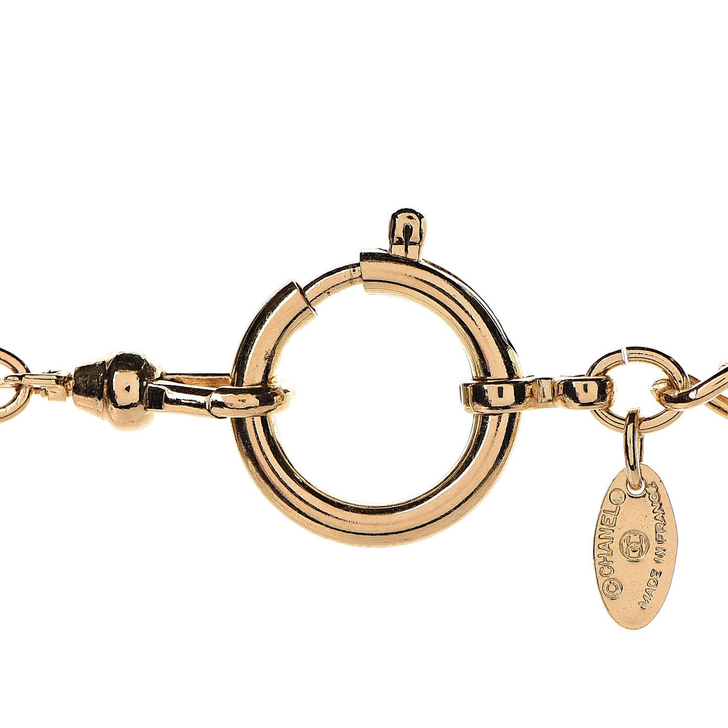 CC Quilted Loupe Chain Necklace Gold