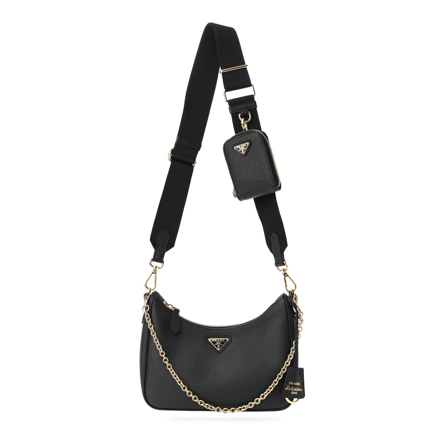 Saffiano Lux Re-Edition 2005 Shoulder Bag Black