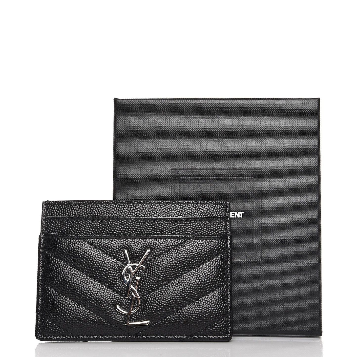 Grain De Poudre Matelasse Chevron Monogram Credit Card Case Black