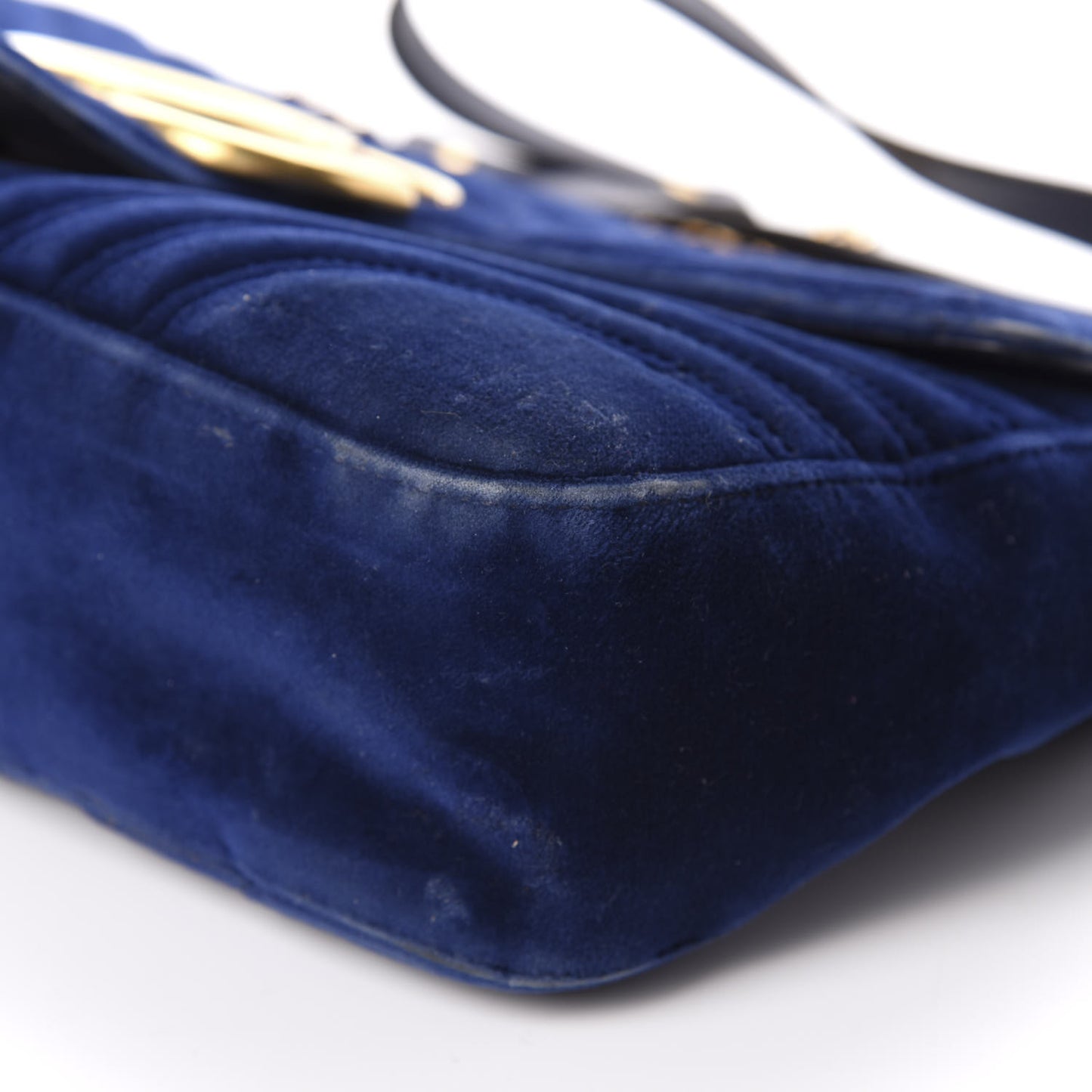 Velvet Matelasse Medium GG Marmont Shoulder Bag Cobalt Blue