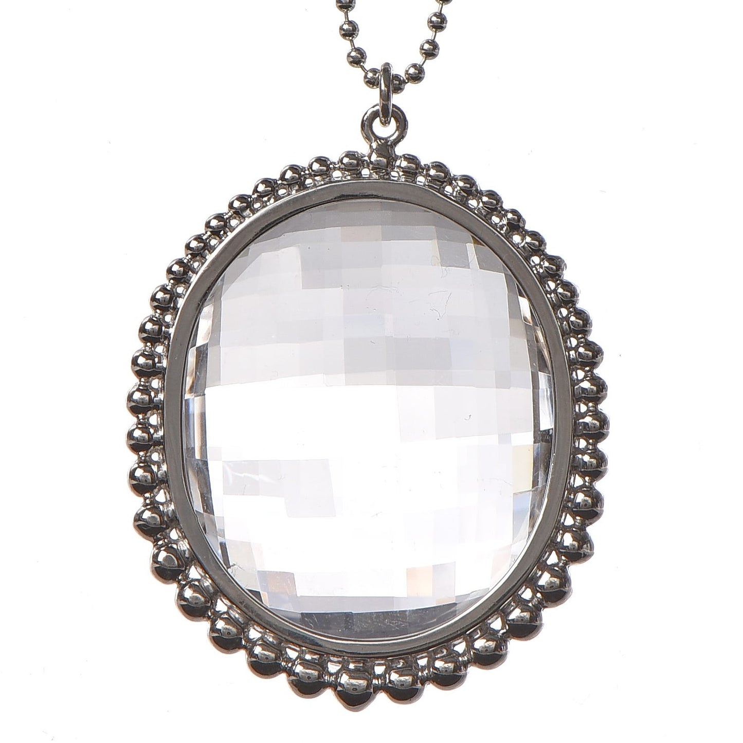 Sterling Silver Crystal Ziegfeld Oval Pendant Necklace