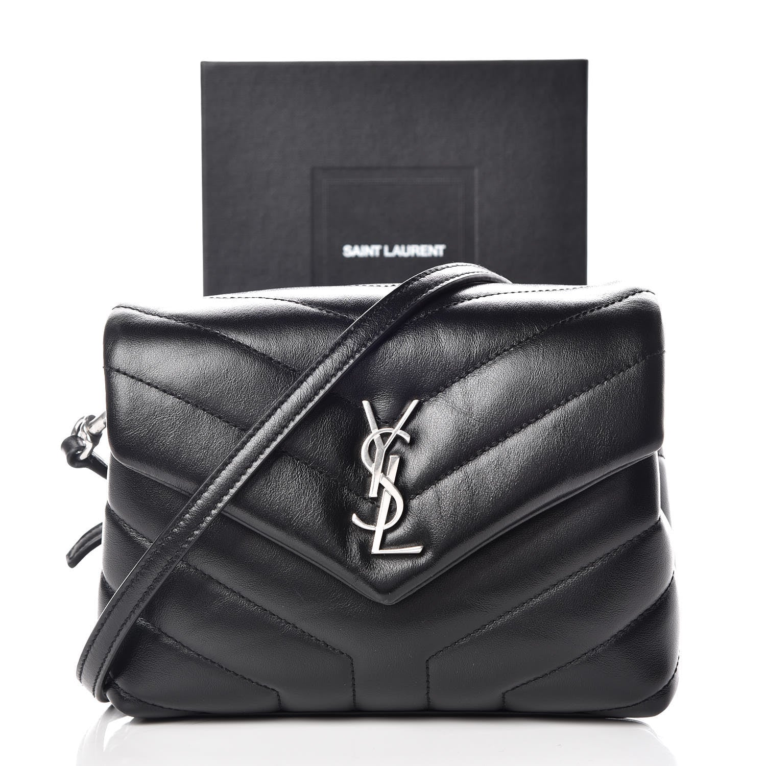 Saint Laurent Calfskin Y Quilted Monogram Toy Loulou Crossbody Bag Black 12 of 12