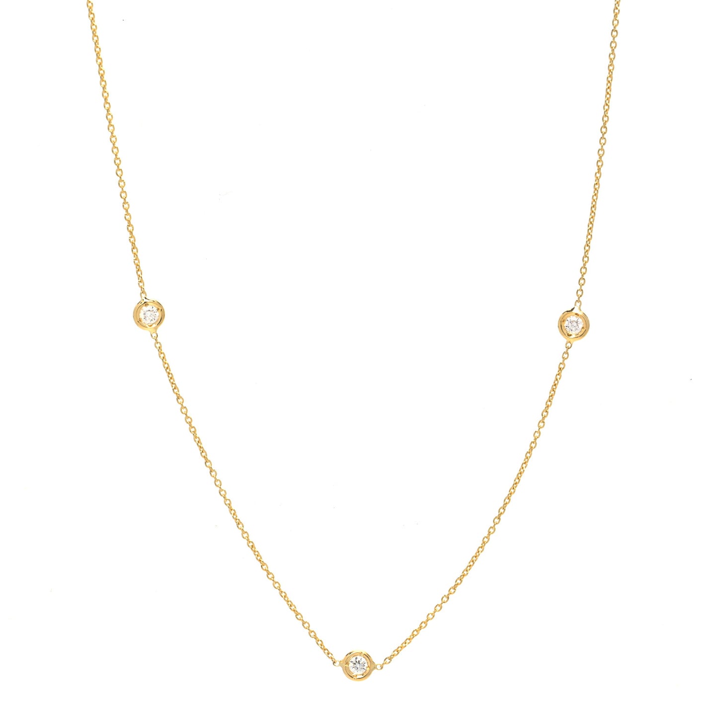 18K Yellow Gold Diamond .23ctw Diamonds By The Inch Five Station Necklace