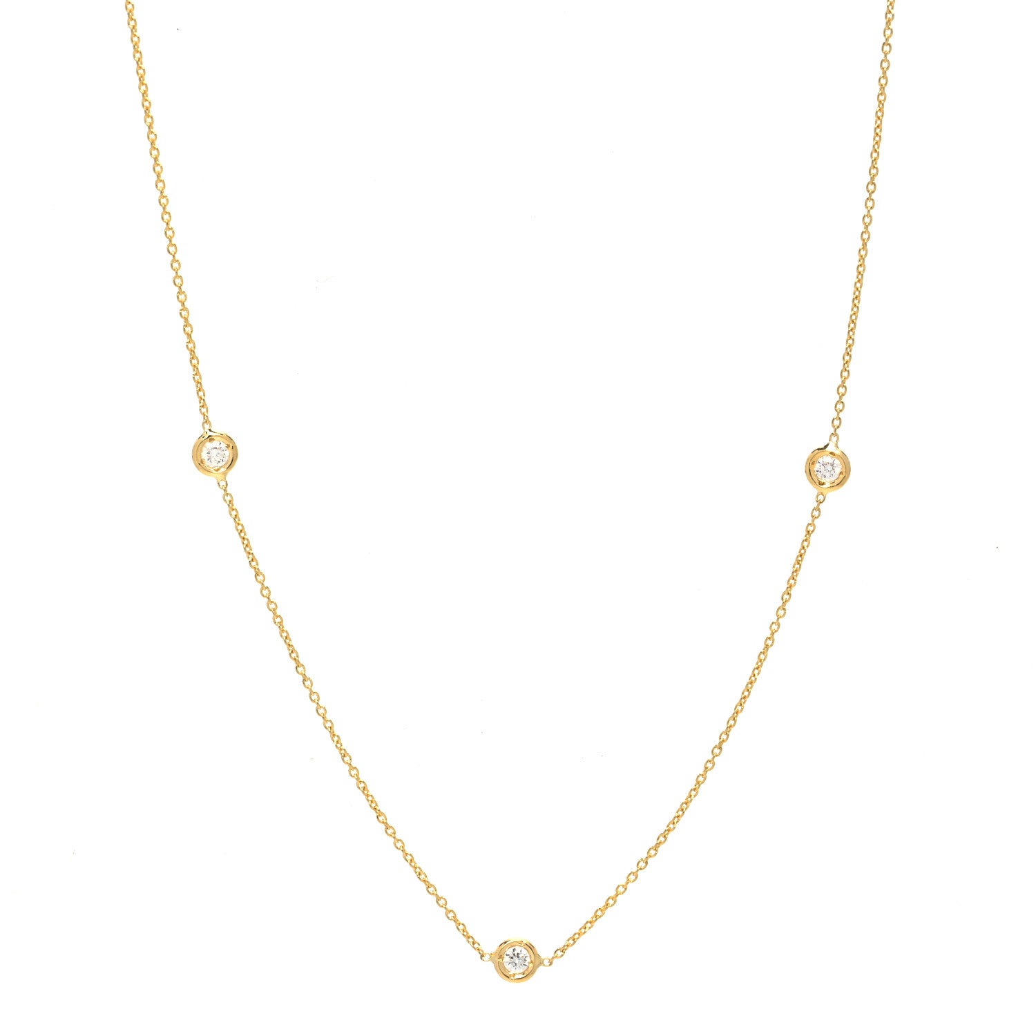 Roberto Coin 18K Yellow Gold Diamond .23ctw Diamonds By The Inch Five Station Necklace 1 of 6