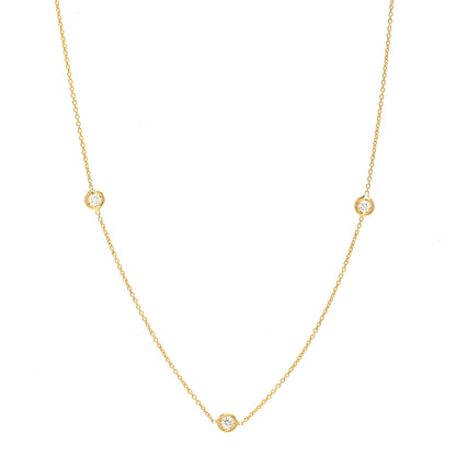 Roberto Coin 18K Yellow Gold Diamond .23ctw Diamonds By The Inch Five Station Necklace 1 of 6